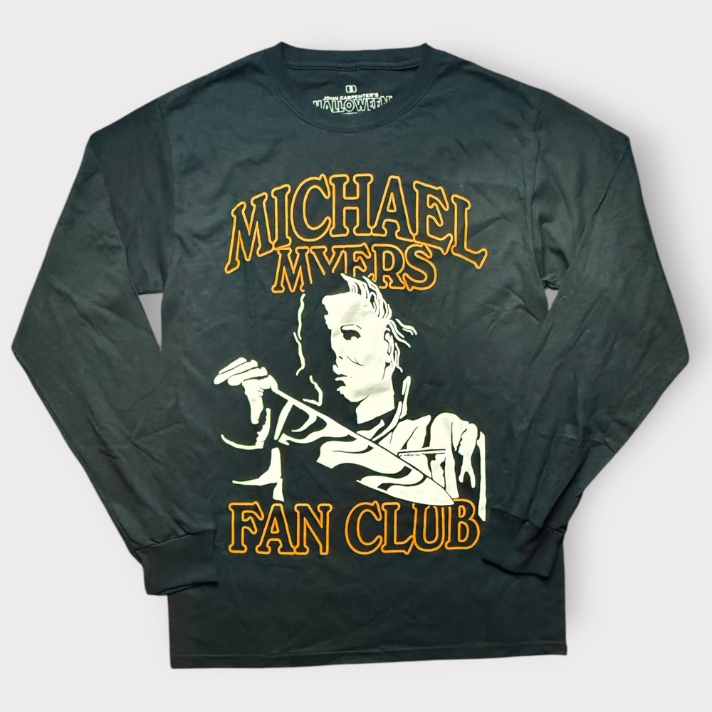 Michael Myers Fan Club Halloween Long Sleeve Shirt Black Mens Small Horror Movie